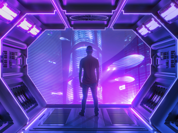 Metaverse, Virtual Reality, and Augmented Reality futuristic city