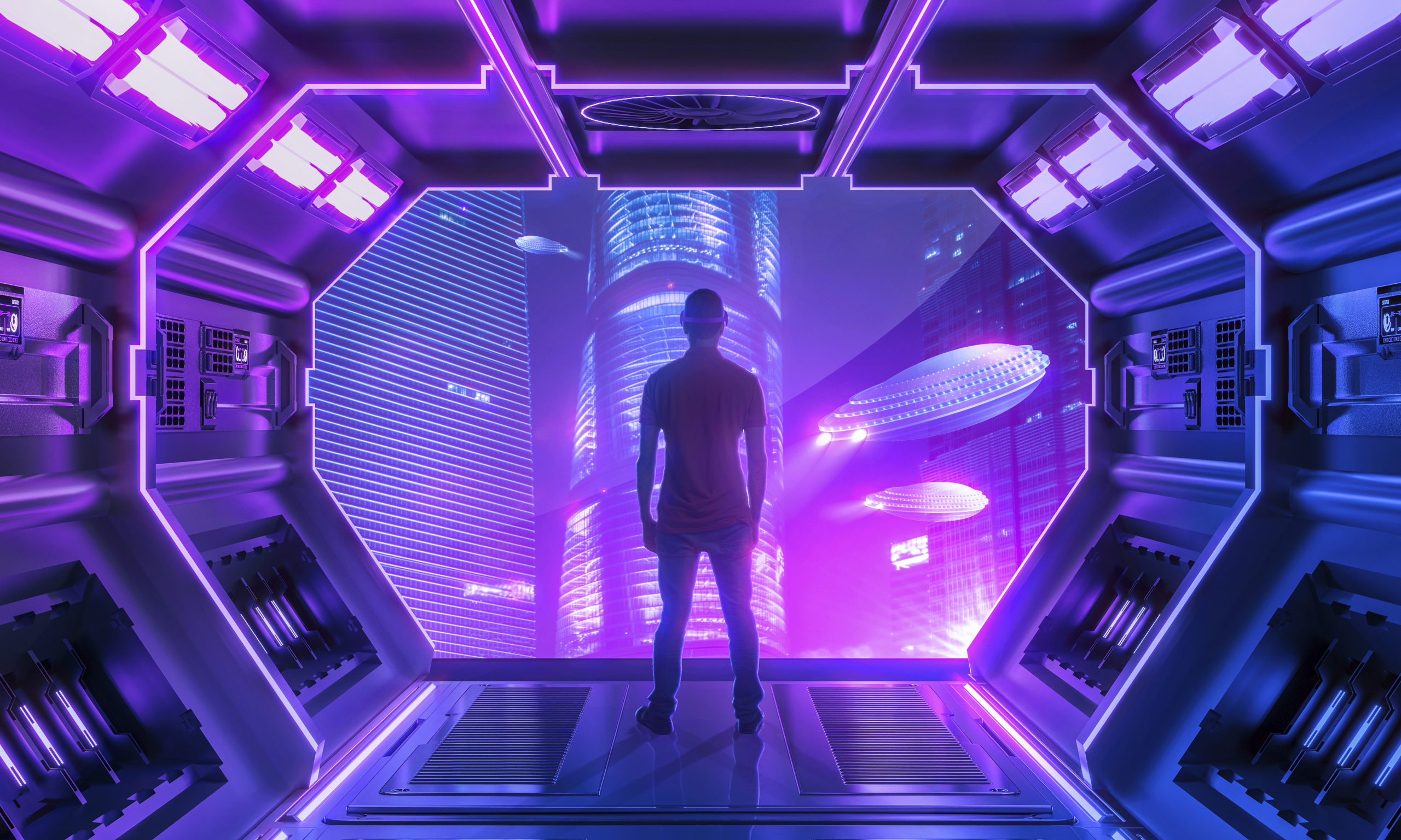 Metaverse, Virtual Reality, and Augmented Reality futuristic city